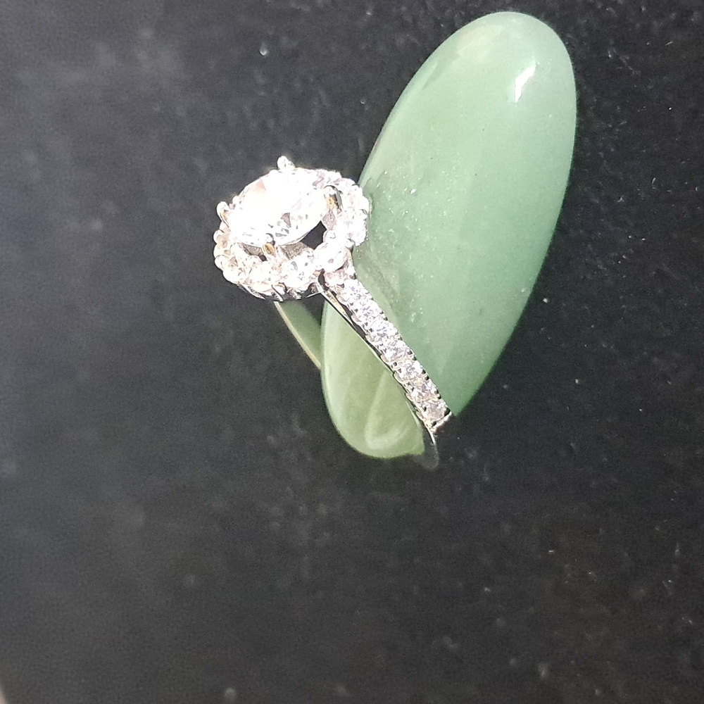 Sterling Silver Classic Round Halo Cubic Zirconia Ring.‎ Sizes 6, 7 & 8. - Picture 4 of 8
